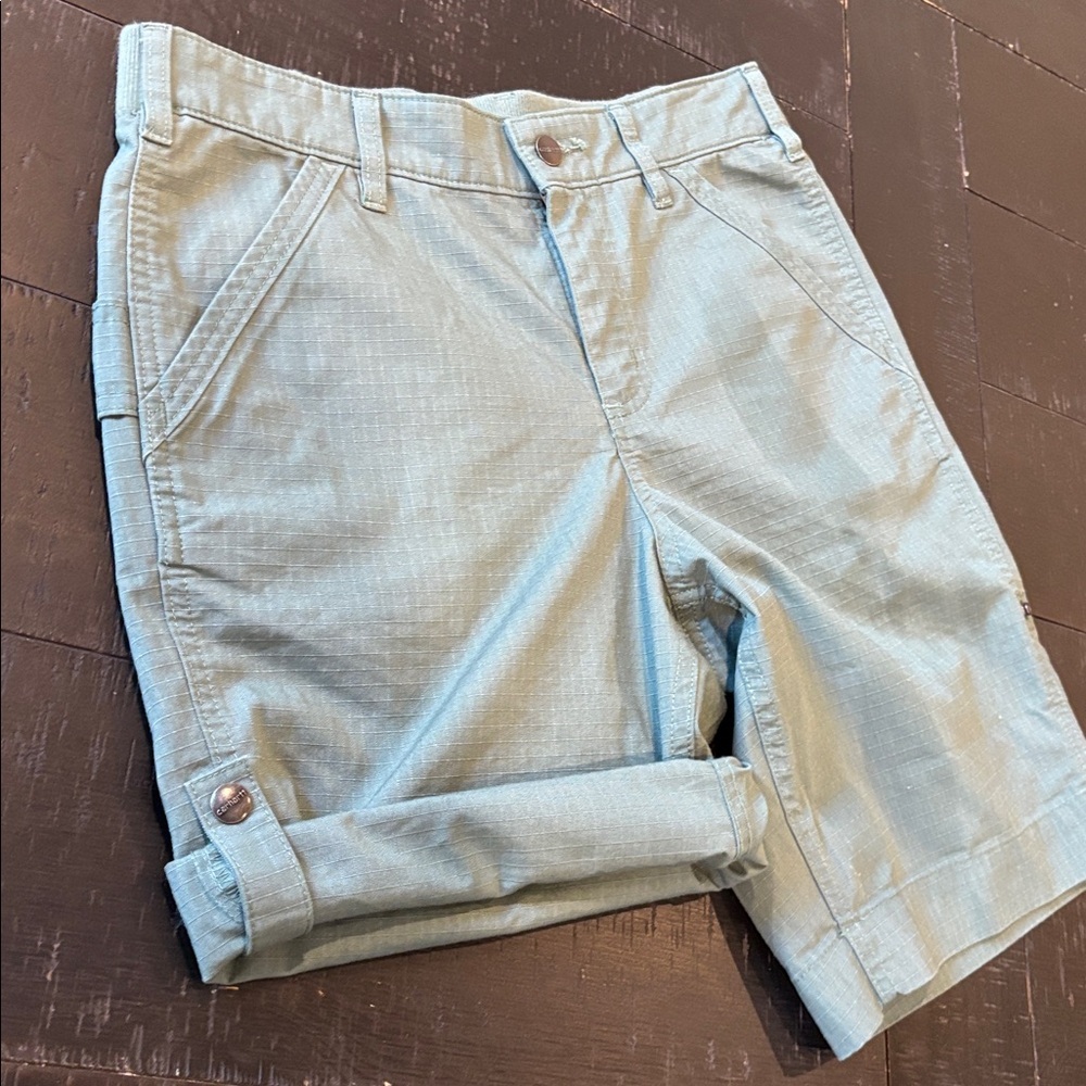 Carhartt Sage Green Shorts Rip Stop Roll Tab Gorpcore Shorts Size 8 - Picture 3 of 9